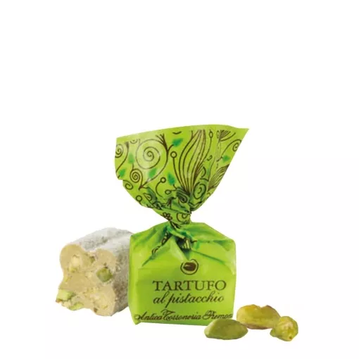 Antica Torroneria Schokoladentrüffel Geschenkbox - Tartufi Dolci pistacchio di Alba (weiß Pistazie) 23,5% Kakao ~ 125g