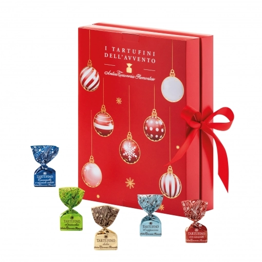 Antica Torroneria Schokoladentrüffel Adventskalender Rot Tartufini Dolci Christmax Box ~ 168g