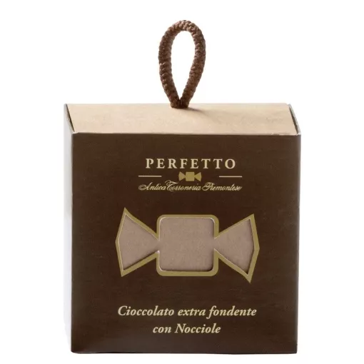 Antica Torroneria Piemontese Perfetto Praline Cioccolato extra fondente con Nocciole (Zartbitterschokolade mit Haselnüssen) ~ 100g im Cubo