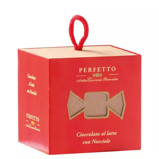 Antica Torroneria Piemontese Perfetto Praline Cioccolato al latte con Nocciole (Vollmilchschokolade mit Haselnüssen) ~ 100g im Cubo