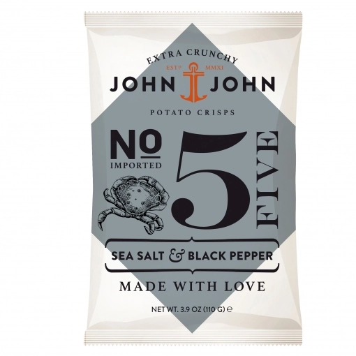 John & John Premium Chips No 5 Sea Salt & Black Pepper ~ 110 g