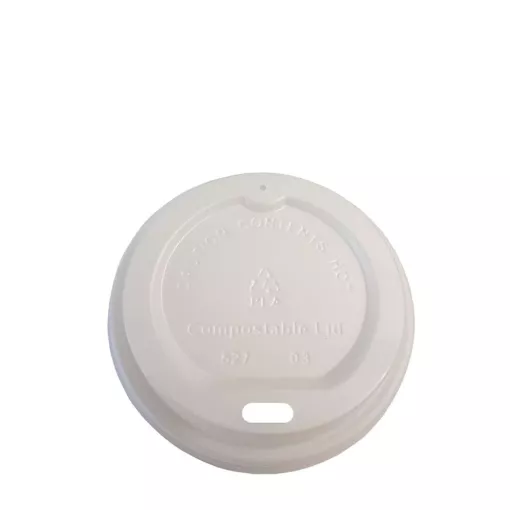 Kompostierbarer Coffee To Go Deckel CPLA weiß für 200ml (8oz) Ø 80mm ~ 1 Stange mit 50 Stück