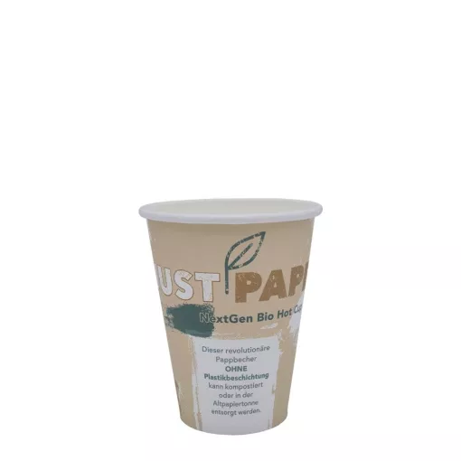 Kompostierbarer Coffee To Go Kaffeebecher Just Paper - recycelbar Greenline 200ml (8oz) Ø 80mm ~ 1 Stange mit 50 Stück