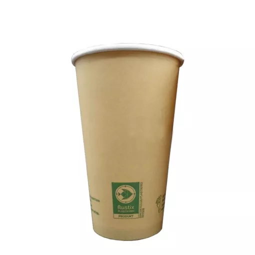 Kompostierbarer Coffee To Go Kaffeebecher Just Leaf Braun - recycelbar Greenline 400ml (16oz) Ø 90mm ~ 1 Stange mit 50 Stück