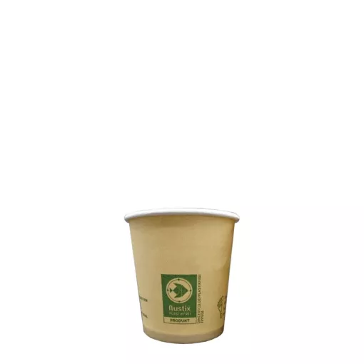 Kompostierbarer Coffee To Go Kaffeebecher Just Leaf Braun - recycelbar Greenline 100ml (16oz) Ø 90mm ~ 1 Stange mit 50 Stück