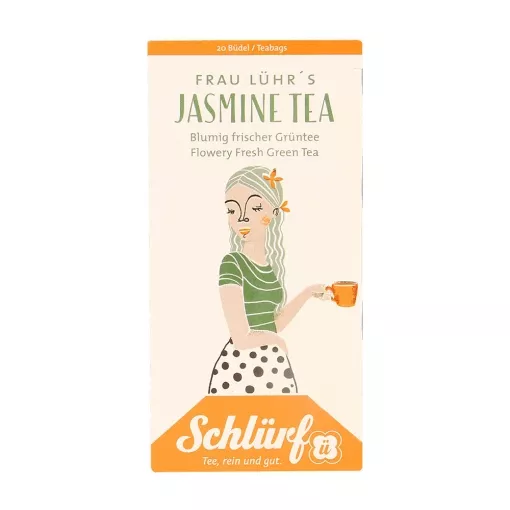 Schlürf Büdel Bio Grüner Tee mit Jasminblüten - Frau Lührs Jasmine Tea ~ 20 Teebeutel a 1,75g