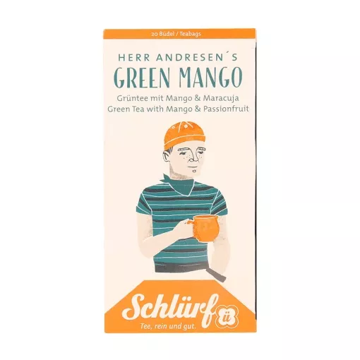 Schlürf Büdel Bio Grüner Tee mit Mango - Herr Andresens Green Mango ~ 20 Teebeutel a 1,75g