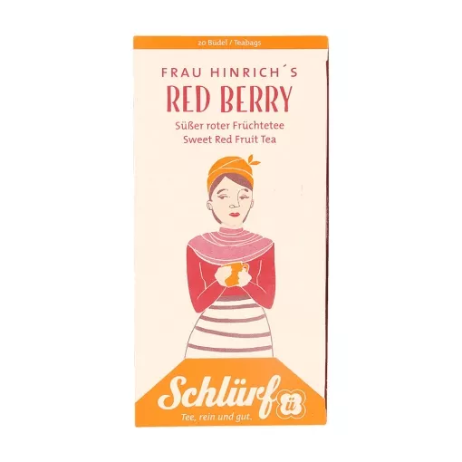 Schlürf Büdel Bio Früchtetee mit Beeren - Frau Hinrichs Red Berry ~ 20 Teebeutel a 2,25g