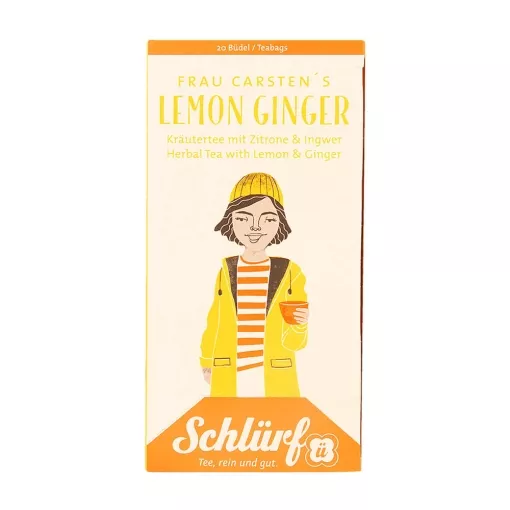 Schlürf Büdel Bio Kräutertee mit Zitrone und Ingwer - Frau Carstens Lemon Ginger ~ 20 Teebeutel a 2g