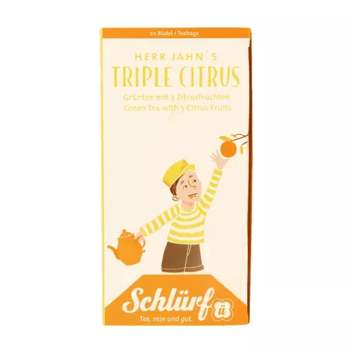 Schlürf Büdel Bio Grüntee mit 3 Zitrusfrüchten - Herr Jahns Triple Citrus ~ 20 Teebeutel a 1,75g