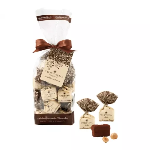 Antica Torroneria Schokoladentrüffel Geschenktüte Tartufo dolce nero (dunkel) 52% Kakao ~ 200g